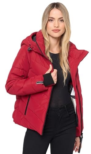 MARIKOO Winterjacke Damen (XS-3XL) - Wasserabweisend, Warm, Kapuze abnehmbar, Winddicht - Steppjacke, Frauen - Stehkragen, 4 Taschen, verlängerter Zipper