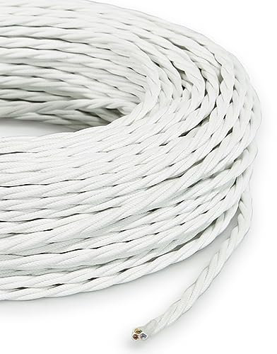 DRESS-Cavo Elettrico Trecciato Rivestito In Tessuto 2x0,75 12mt. Bianco