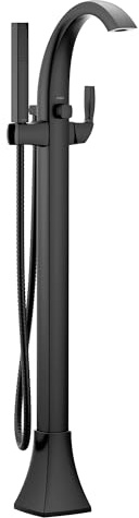 Moen Voss Matte Black One-Handle Freestanding Floor Mount Tub Filler with Handshower, 695BL
