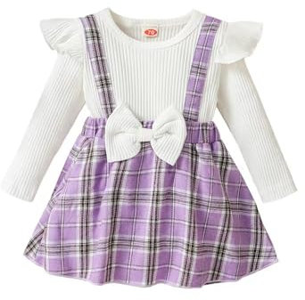 Haokaini Baby Mädchen Kleidung Neugeborene Strampler Kleid Lange Rüschen Ärmel Outfits Floral Strapse Rock Overall Kleinkind Jumpsuit Set