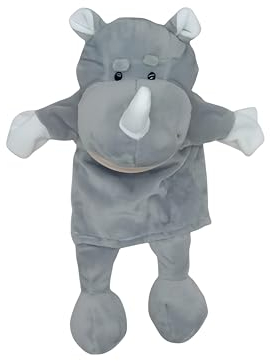 Proumhang Handpuppen mit Vollem Körper für Kinder,Tier Handpuppen Bauernhof Thema Puppets Spielzeug Set,Plüsch Pretend Spielzeug Zoo Friends Puppentheater mit Beweglichem Offenen Mund,35cm,Rhinozeros