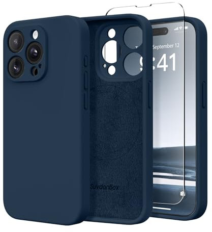 SuydanBox Magnetic for iPhone 14 Pro Case, Compatible with MagSafe, [Full Camera Protection][Screen Protector] Silicone Shockproof Protective Phone Case for iPhone 14 Pro 6.1, Cobalt Blue
