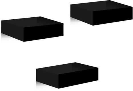WOLTU Lot de 3 Étagères Murales Noir, Étagères Flottantes, Tablettes à Suspendre, Meuble Décoratif pour Salon, Couloir, Chambre d'enfants, en Bois MDF, 10,5x7,8x3cm, RG9498sz