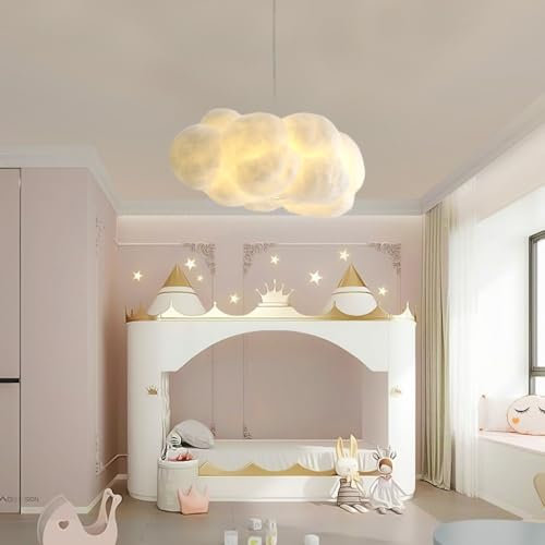 LYSDjia Kronleuchter Kreative Baumwolle Wolke Pendelleuchte Romantische Innendekoration Höhenverstellbar 1 leuchte Weiße Hängeleuchte E27 Pendellampe Geeignet für Hotelrestaurant Schlafzimmer Wohnzimm