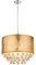 GLOBO LED Hängeleuchte Textil gold Pendelleuchte Kristalle klar Esszimmer Wohnzimmerlampe Pendel, Blattgold Optik, 9W 810lm warmweiß, DxH 40 x 140 cm