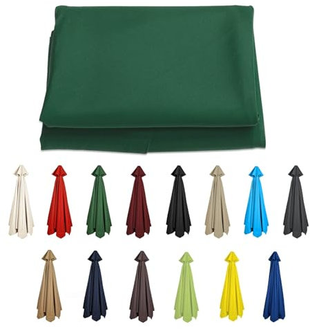 GZDXBF Rechange Toile De Parasol De Jardin Pour 6 Baleines/8 Baleines Parasol De Terrasse, Housse De Rechange Pour Parasol D'extérieur, Polyester Anti UV 50+(Color:Green,Size:8ribs-3m(9.8ft))