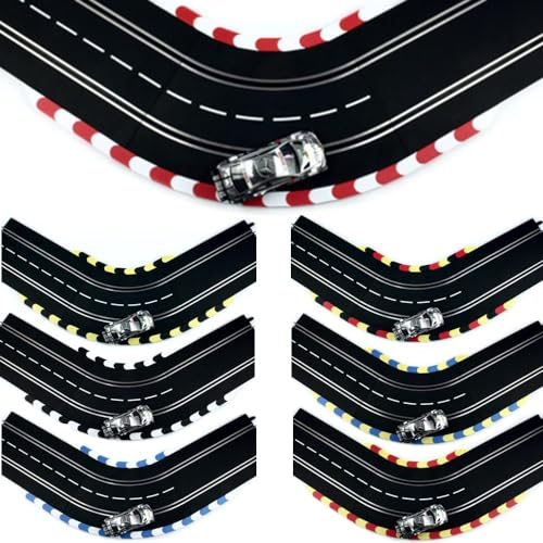 Overdrive-Racing 1m Curbs für Carrera Digital 124 132 Evolution - Kurven Geraden Randstreifen Zubehör, Set:Curbs Gelb 30 Stück