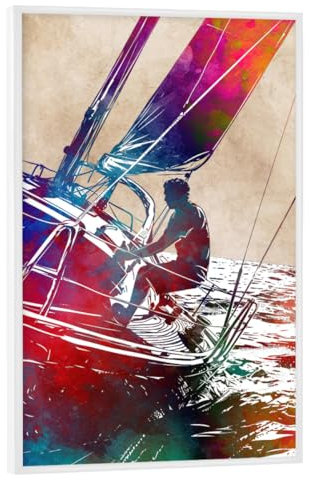 artboxONE Poster mit weiem Rahmen 30x20 cm Sport Yacht-Rennboote T - Bild Yacht Boote malerei