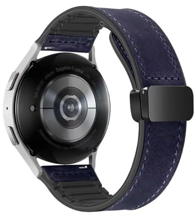 FiiMoo Cuero Correas Compatibles con Garmin Venu 3/Forerunner 265/Forerunner 965, 22mm Bandas de Cuero Híbridas de Silicona, Ajustable Fuerte Cierre Magnético Correa para Garmin Vivoactive 4-Azul