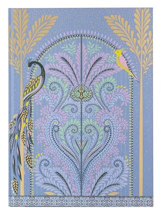 Sara Miller Savannah Stoff-Tagebuch, A5, 200 linierte Seiten mit goldfarbenem Rand, mit Lesebändchen, Puderblau