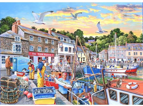 The House of Puzzles - No. 26 - Catch of the Day Jigsaw - 1000 Piece Jigsaws For Adults, Artist Illustrated, Scenic Landscape, Deluxe Puzzle Gifts
