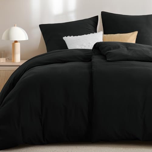 RUIKASI Bettwäsche 135x200 4teilig Schwarze - Weich Premium Baumwollähnlich Vorgewaschene ÖKO-TEX Bettbezüge 135 x 200 2er Set, Hochwertig Bettwäsche-Set mit 2 Kissenbezüge