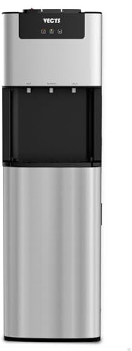 VECYS Bottom Loading 3 5 Gallon Self-Clean Water Dispenser, Hot Cold Room Temper Water Cooler with Child Safety Lock, 304 Stainless Steel Reservoirs and Water Intake Tube