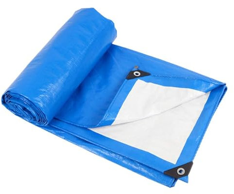 Lona impermeable multiusos con ojales para piscina, muebles de jardín, cama elástica para coche, color azul, 1 x 1 m, cubierta de piscina duradera, lona de madera, lona impermeable de 0,32 mm