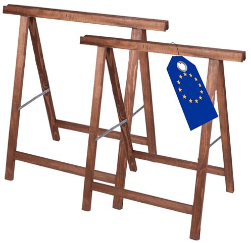 MODO24 Holzbock Klappbock Arbeitsbock Tapezierbock Sägebock Montagebock Unterstellbock SDKM, 2er-SET, 73x73x44 cm, Farbe: Braun