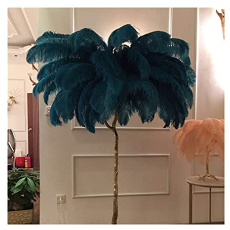 Luxury LED Ostrich Feather Floor Lamp Modern Nordic Design Romantic Tree Branch Living Room Standing Bedside Lamps Princess Table Light for a Touch of Elegance (Resin Body H120CM Blue)