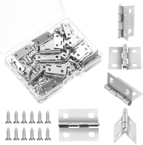 50 Pcs Small Hinges with Screws, Mini Hinges, Small Hinges for Wooden Box, Jewelry Box Hinges for Wooden Box Small Crafts or Lightweight Projects