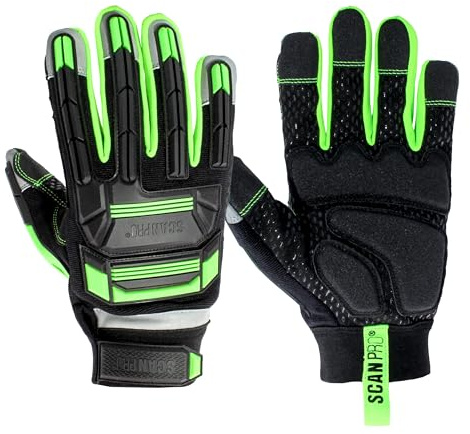 Scan Pro Anti Impact Gloves – Protective Work Gloves with Reinforced Palm, Synthetic Leather, Armoured TPR Knuckle & Finger Protection, Anti-Slip Grip & Adjustable Fit, EN388 Rated – Size L (9)
