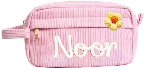 Fallover Personalisiertes Federmäppchen mit Namensdruck, Ideales Schulstartgeschenk, Geburtstagsgeschenk für Kinder, Schminktasche, individueller Stifteorganizer mit Namen für Mädchen Jungen, Rosa