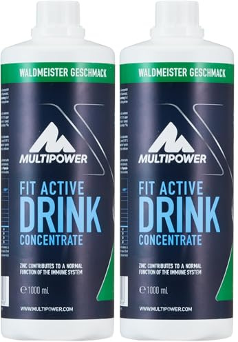 Multipower Fit Active Drink Konzentrat – Konzentrat zur Herstellung zuckerfreier Fitness Getränke für Sportler und zum Muskelaufbau – Waldmeister Geschmack – 1 x 1 l (Packung mit 2)