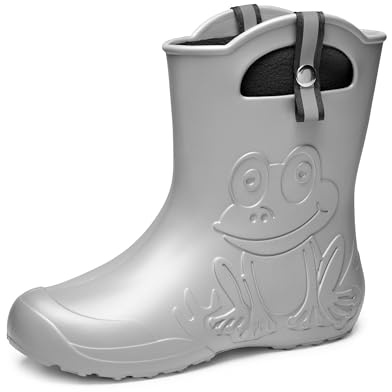 Ladeheid EVA Gummistiefel Damen warm gefüttert durch herausnehmbaren Innenschuh leichte wasserdichte Regenstiefel Griffe zum Anziehen rutschfeste Sohle LA-CA-23