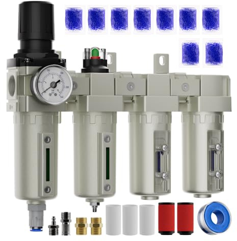 Secador de aire NPT de 4 etapas de 3/4 pulgadas para compresor, sistema de separador de agua de compresor de aire industrial con doble separación de humedad, filtro coalescente, secadores desecantes