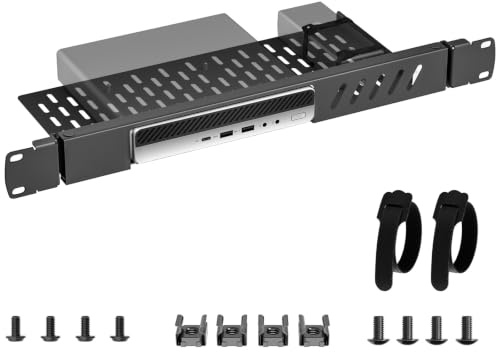 Mini Rack Mount for HP Desktop Mini PC, 19in 1U Hinged Server Rack Shelf, for HP 260 400 405 600 705 800 805 800G9, Mini PC Rack Mount for 19 inch Cabinet or Rack, with Cable Ties