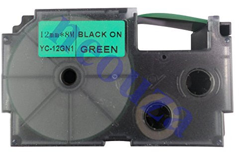 Casio EZ-Label Printer XR-12GN1 Schriftband selbsthaftend 12 mm x 8,0 m schwarz auf gün