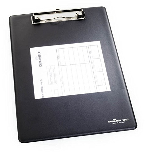 Durable 235001 Blockklemme, verstärkte Weichfolie, Klemme: oben, 220 x 320 x 17 mm, schwarz