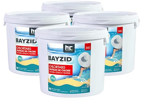 Höfer Chemie 4 x 5 kg (20 kg) Pool Chlor Tabletten 20g BAYZID schnell löslich mit 56% Aktivchlorgehalt für Pool & Schwimmbad