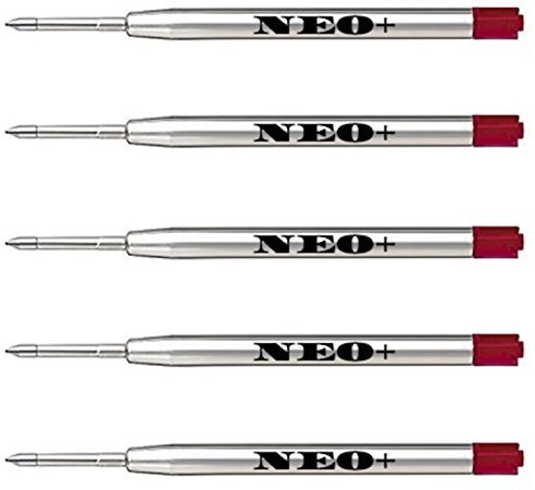 Quality Ballpoint Pen Refills, Cheap but Long Lasting, Medium Point. Fits Parker Ball Pen Too. G2 Style Refill Made in Germany (5 x RED Ink)