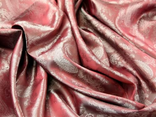 Tissu doublure jacquard motif cachemire 26 Vieux rose – au mètre