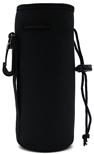 ALEIFLE Water Bottle Sleeve Neoprene Bottle Carrier Nylon Bottle Sleeve for 22 oz/550 ml Glass Water Bottle Great for Stainless Steel and Plastic Bottles, Sports and Energy Drinks (BLACK)