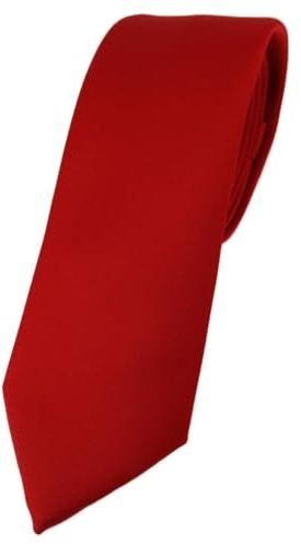 TigerTie Herren Krawatte – schmale 5,5 cm Krawatte in verkehrsrot einfarbigem Design, ideal für Geschäftstermine, festliche Anlässe und die Freizeit