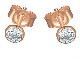 DOOSTI Damen Ohrstecker 925/- Silber Rosegold vergoldet, 2,5mm Durchmesser