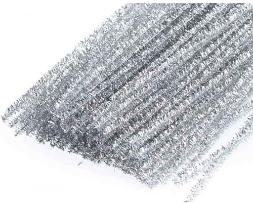 Carykon Pfeifenreiniger, glitzernd, 30,5 cm, 100 Stück, silber