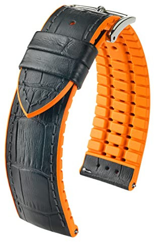 HIRSCH Herren Performance Uhrenarmband Modell Andy 18 mm Schwarz/orange