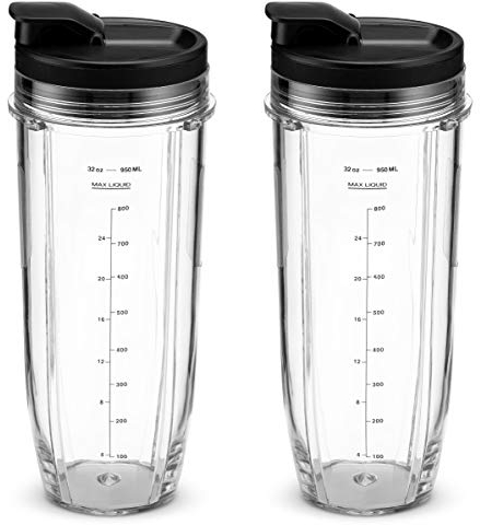 Nutri Ninja 32 oz Tritan Cups with Sip & Seal Lids. Compatible with BL480, BL490, BL640, BL680 Auto IQ Series Blenders (Pack of 2)