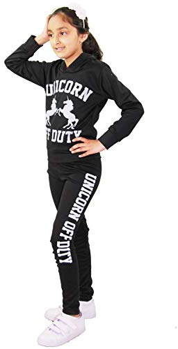 A2Z 4 Kids Kids Girls Unicron Off Duty Crop Top Legging Set - Unicorn Hooded Crop Set Black 13