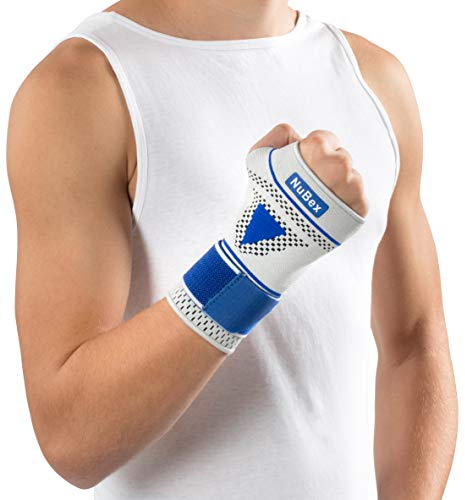 Nutrics | Aktiv Handgelenkbandage | Damen und Herren | Elastische Pelotte | Unterstützend am Handgelenk (Linke Hand, M (21-23 cm))