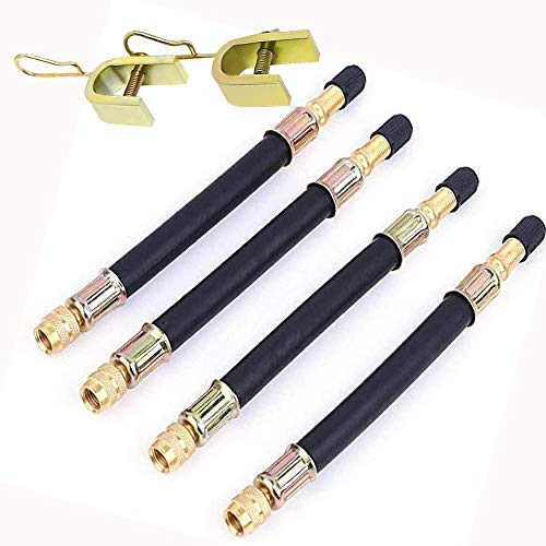 4 Pezzi Estensione della Valvola del Pneumatico, Estensori Valvola Pneumatico da 160 mm, Flessibile Gomma valvola, con Morsetti 2 Pezzi, per Valvola Auto, Camion, Autobus, Ruota, Pneumatico (Nero)