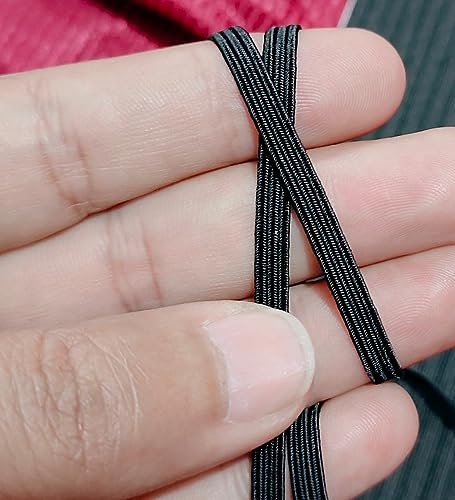 Noshad® Black, 5mm - 1/5 Flat Elastic Band Cord for Sewing, Dressmaking, Haberdashery and Clothing DIY Arts and Crafts Accessory, Material, Supplies (20Meter - 22Yard)