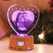 Personalisiertes Herz Nachtlicht 3D Kristalllampe Benutzerdefiniertes Foto Bild Graviert Led Light 7 Farbe mit Bluetooth Holzbasis Personalisiertes Geschenk für Frauen Familiendekoration