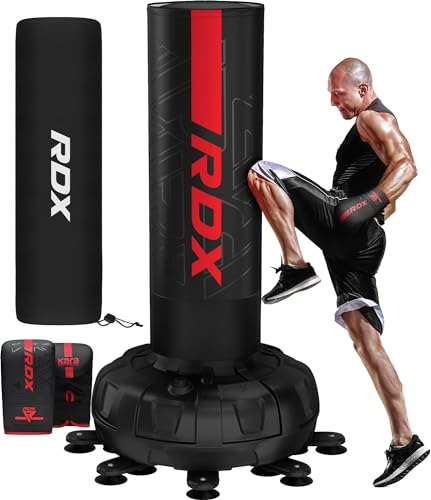 RDX Sac de Frappe sur Pied avec Entraînement Gants pour Muay Thai, Kickboxing, Arts Martiaux y MMA, XXL 6ft Adulte Lourd Devoir Autoportant Sac de Boxe pour Fitness y Taekwondo