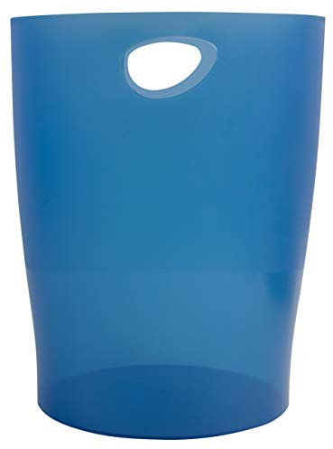 Exacompta 45360D ECOBIN 8er Pack Papierkorb 15 Liter mit Griffen. Eleganter und robuster Papierkorb und Mülleimer im modernen Design Königblau transluzent