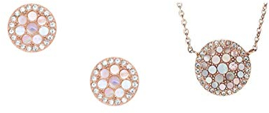 Fossil Damen-Ohrstecker Edelstahl JF02906791 + Fossil Damen Halskette pearl disc