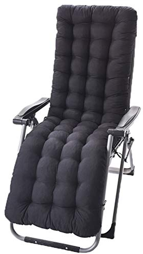 DAIHAN Liegenauflage, Gartenliege Auflage, Deckchair Auflage, Dick Garten Liege Stuhl Polster, Anti-Rutsch Kissen Für Gartenliegen Sonnenliege Liegestuhl,Schwarz,125x48x8cm