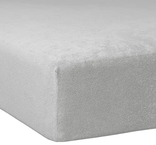 TRAUMSCHLAF weiches, elastisches Flausch Biber Boxspring Matratzen Spannbettlaken mit Rundumgummi, Größen 180x200 cm - 200x200 cm, Platin