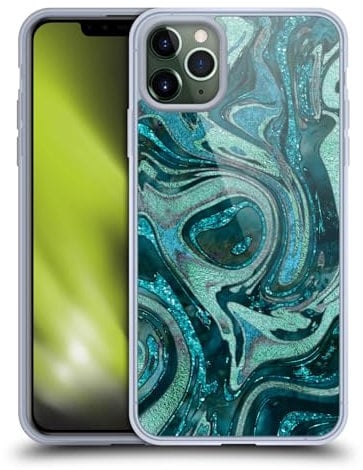 Head Case Designs Officially Licensed LebensArt Midnight Green Geo Liquid Marble Gel Case [Military Grade Protection] Compatible with Apple iPhone 11 Pro Max and Compatible with MagSafe