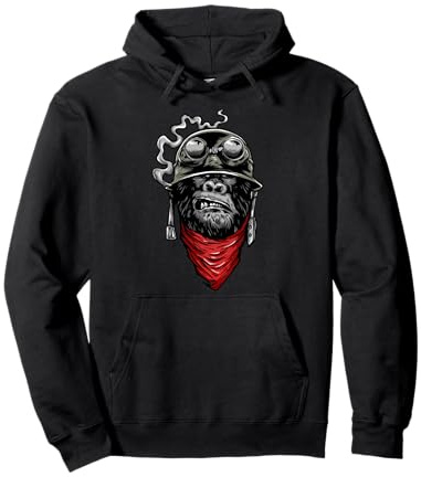 Gorilla mit Helm und Brille Biker Rocker Design Pullover Hoodie